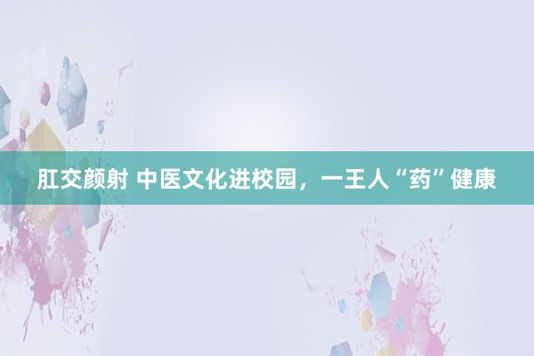 肛交颜射 中医文化进校园，一王人“药”健康