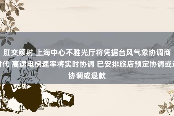 肛交颜射 上海中心不雅光厅将凭据台风气象协调商业时代 高速电梯速率将实时协调 已安排旅店预定协调或退款