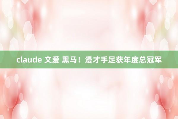 claude 文爱 黑马！漫才手足获年度总冠军