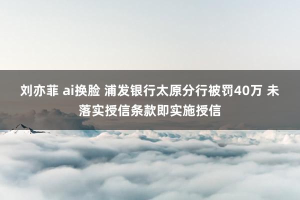 刘亦菲 ai换脸 浦发银行太原分行被罚40万 未落实授信条款即实施授信