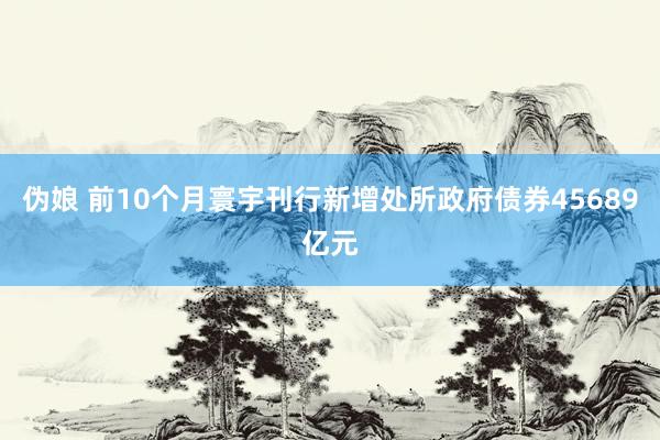 伪娘 前10个月寰宇刊行新增处所政府债券45689亿元